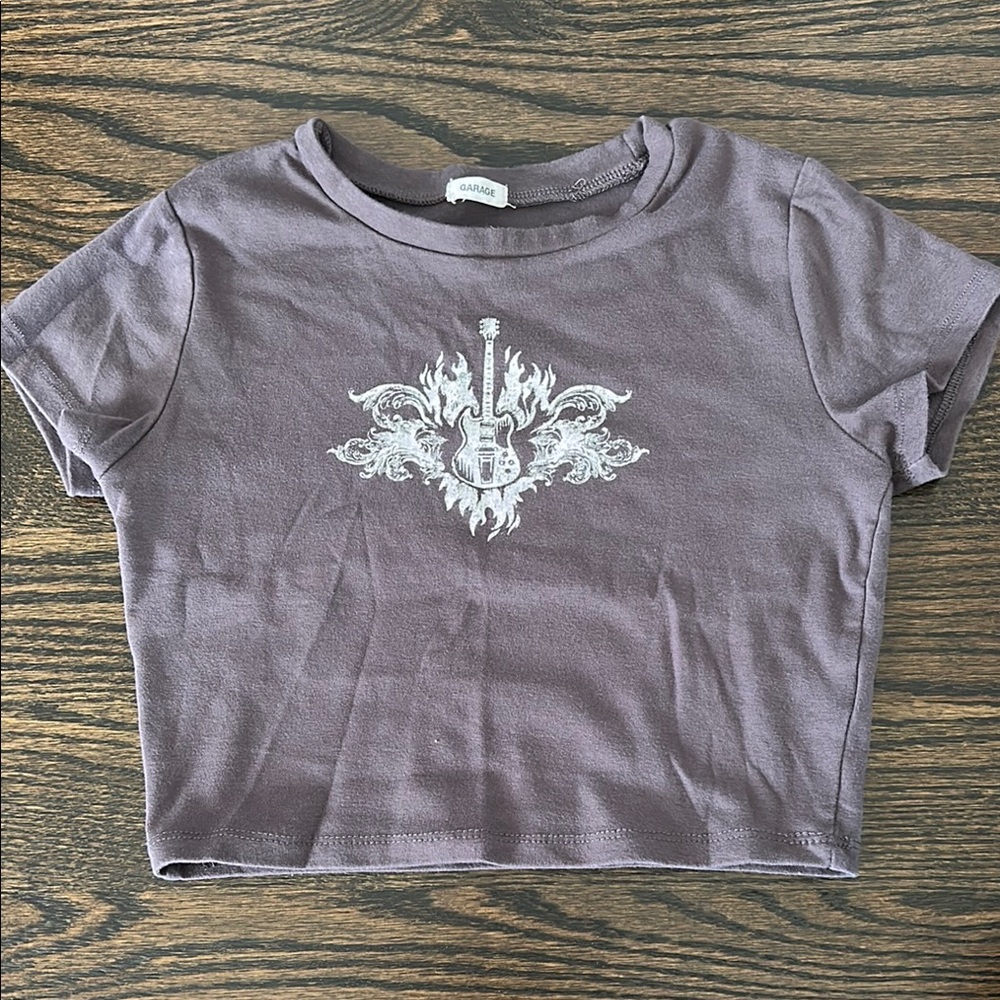 Gray Graphic Crop Top